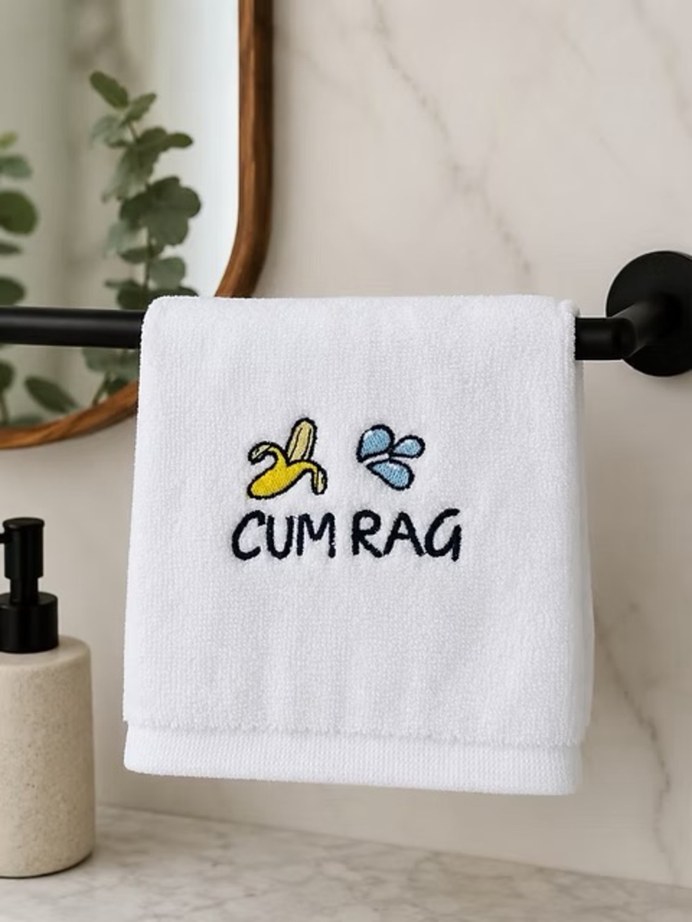 Embroidered White Hand Towel